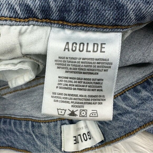 Agolde Women’s Nico Button-Fly Skinny‎ Luxury Raw Hem Blue Jeans W32-33/L26 - Picture 7 of 12